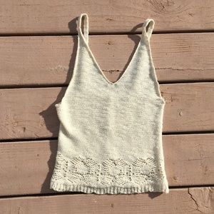 Brandy Melville Cream Crochet Trim Tank